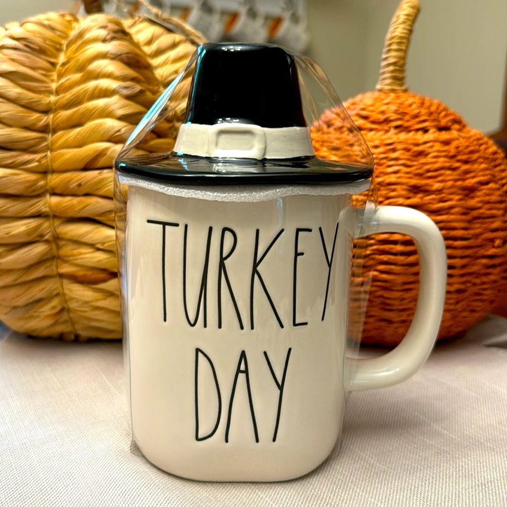 Rae Dunn Turkey Day Mug with Hat topper